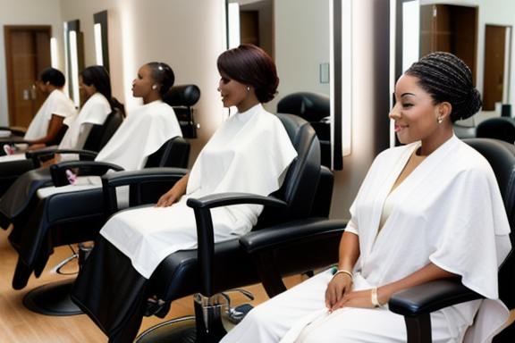 Group of diverse people enjoying salon treatments