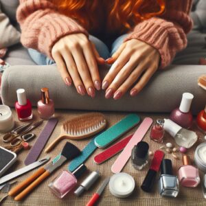 Manicure modelando as unhas da cliente